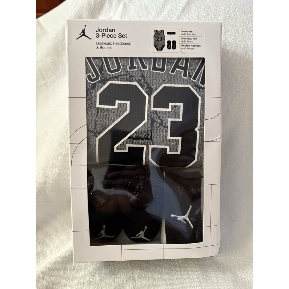 NEW Jordan Jumpman 23 Baby 6-12 Months Bodysuit Headband Booties 3 Piece Set
